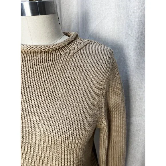 Veronica Beard Briony Knit Cotton Roll Neck Sweater Sz S Stone - Picture 5 of 10